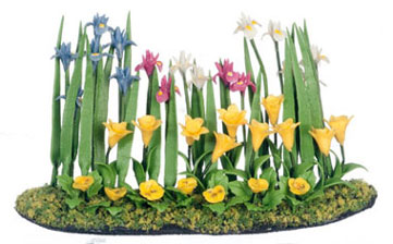 Dollhouse Miniature Mixed Iris Landscape, 1/2" Scale